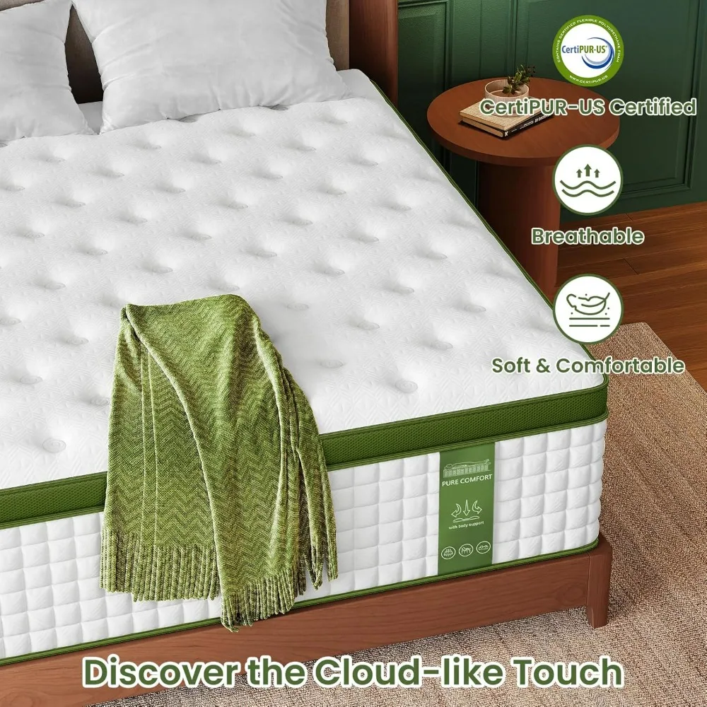 Queen Mattress for Side Sleepers & Couples,14 Inch Cooling Gel Hybrid Bed Extra Lumbar & Shoulder Support CertiPUR-US 6