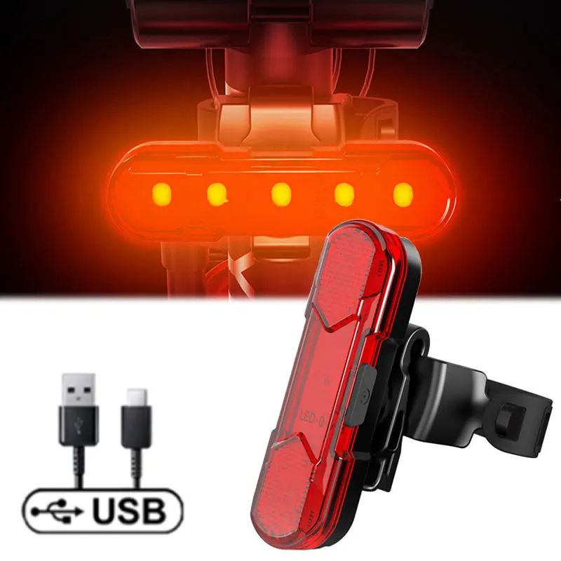 

USB Rechargeable LED Bike Tail Light Night Riding Warning Mountain Bicycle Headlight Waterproof Safety Lamps Cycling Accessories