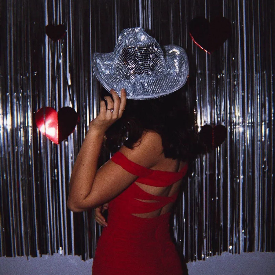 Disco Cowboy Hat Glitter Mirror Stunning Disco Ball Hats Bucket Hat Glitter Cowboy Cap Stage Bar Party Dance Decor