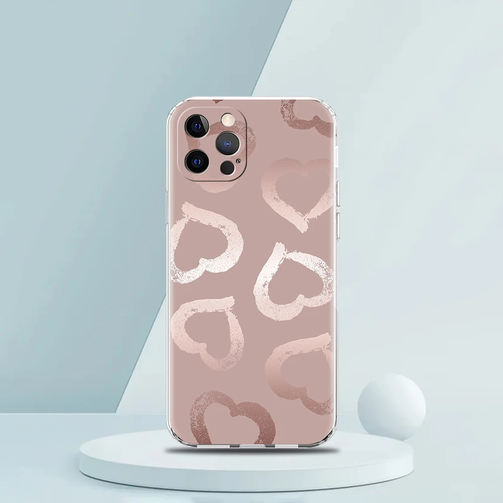 Gold Rose Love Heart Luxury Soft Silicone Clear Phone Case