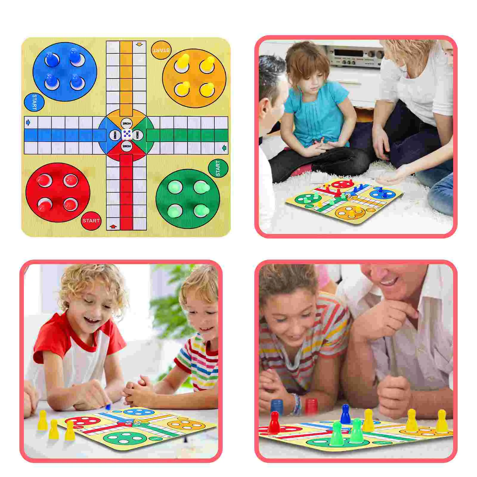 

Ludo Chess Set Board Game Toy Checkerboard Interesting Playthings Toys Vulcanized Rubber Cloth