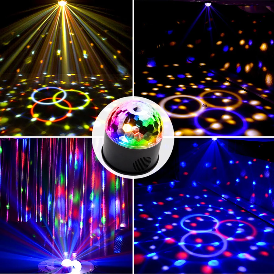 Crystal Stage Light Car Sound Activated Usb Dj Disco Remote Control Small Mini Lights Software Nebelmaschine Home Decoration mini round stage light usb operated sound activated home colorful decoration dj club car strobe lamp for party holiday