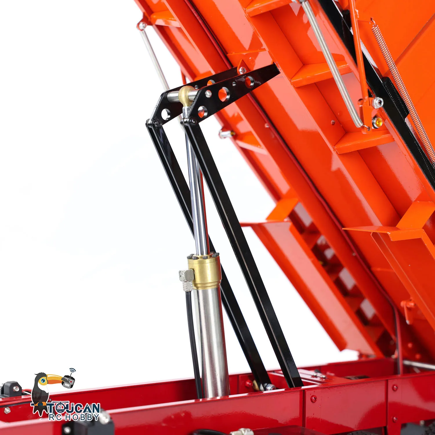 2 Axles RC Metal Trailer 1/14 RC Hydraulic Dump Trailers with Electric Legs for TAMIYAYA RC Tractor Truck Car Dumper Model Toys 5