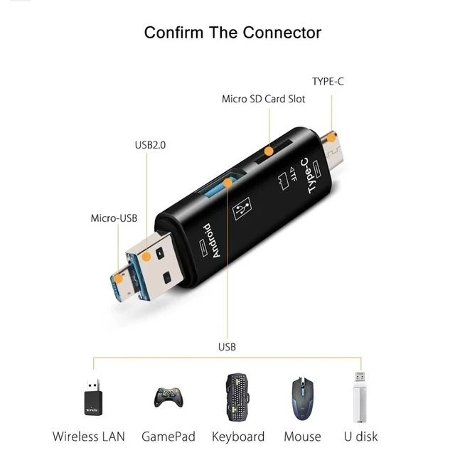 5 in 1 Usb 3.0 Multifunction Memory Card Reader Type C Usb Micro Usb Reader Adapter TF/SD OTG USB Card Mobile Phone Accessories 2