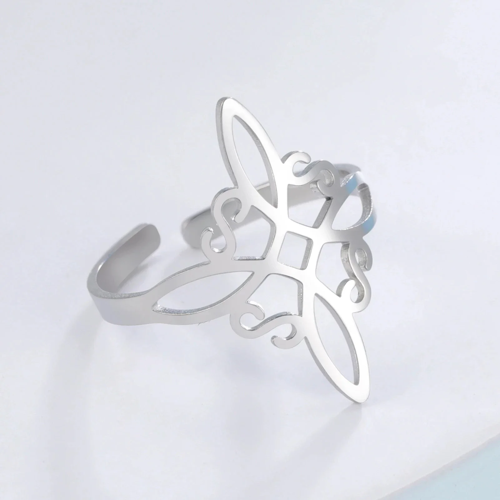 Teamer Irish Witch Knot Ring fashion ring couple rings crystal rings zircon rings engagement rings wedding rings finger rings metal rings stainless steel rings For Women Men Witchcraft Vintage Stainless Steel Ring Celtics Knot Wiccan Amulet Jewelry