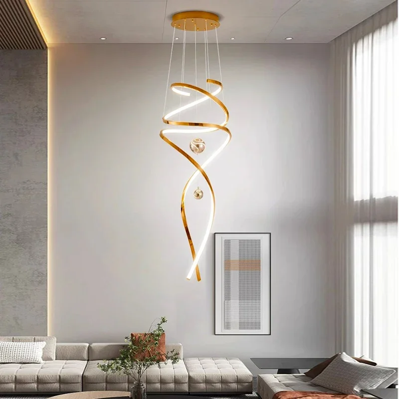 

Modern luxury living room pendant lights stainless lamparas home decoration LED lights villa restaurant stairs Lighting fixtures