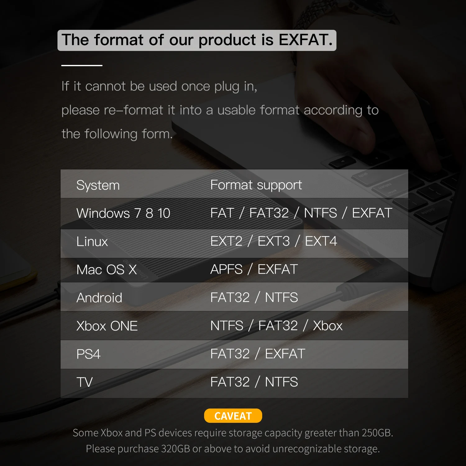 120GB, 160GB, 250GB, USB 3.0, Armazenamento Compatível para PC, Mac, Desktop,MacBook