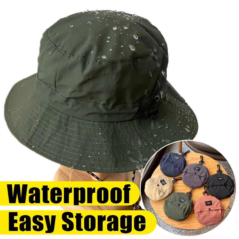  2023 Large Size Waterproof Bucket Hats Foldable Quick Drying Fisherman Caps Spring Summer Outdoor Sun Hat Beach Panama Bob Cap 