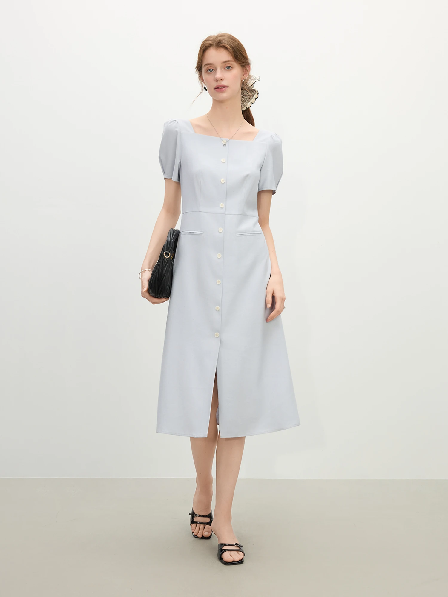 FSLE 2025 Summer Women's Square Neck Linen Dress - Elegant Modest Midi  Office Wear with Minimalist Design 25FS12186 - AliExpress