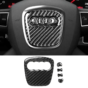 Car Steering Wheel Ring Trim Carbon Fiber Sticker Cover Decoration Auto Accessories For Audi A4 B8 8K A6 C6 4F Q5 8R Q7 4L A3 8V 1