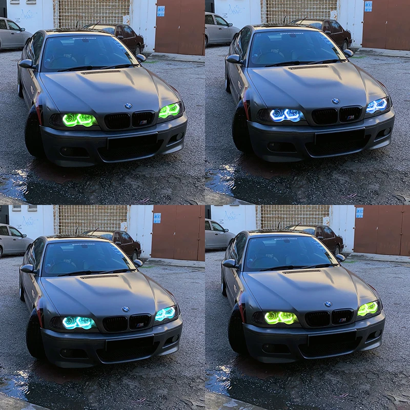 M4 Style LED Angel Eyes halo rings for BMW 3 Series E46 Sedan Convertible  Coupe