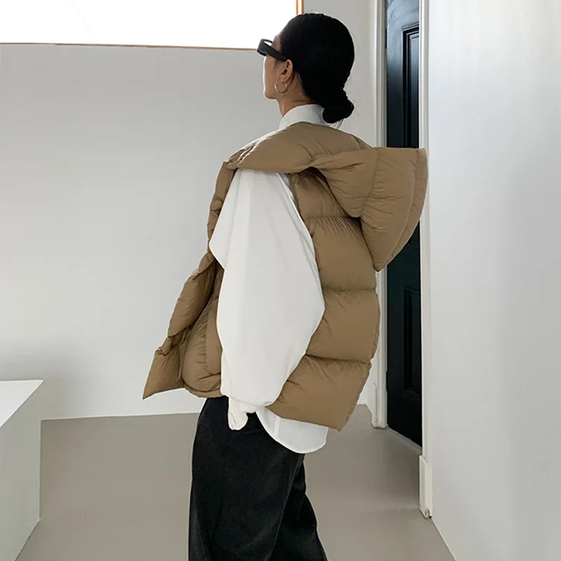 

Womens Sleeveless Puffer Vest Button Front Hoodie Winter Warm Padded Jacket Coats Vest Gilet Outerwear Womens Clothes