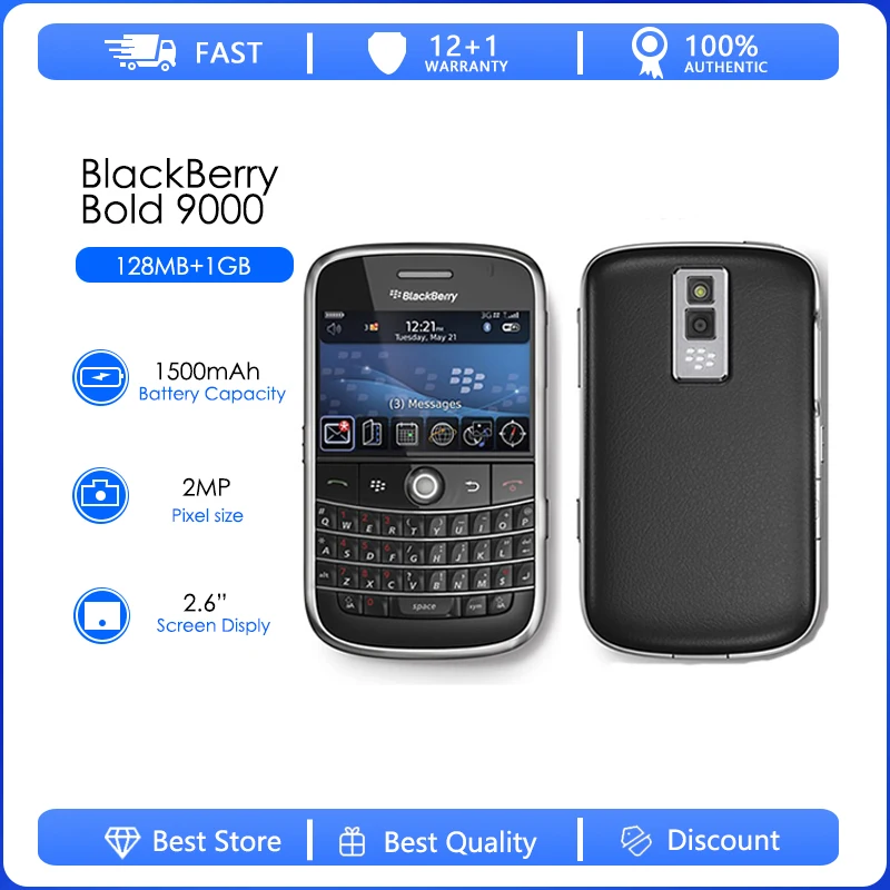 Blackberry-bold 9000ロック解除,オリジナルの携帯電話,gps,wifi