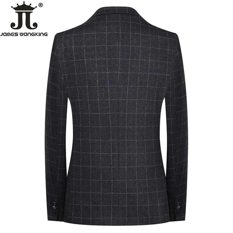 Men's Business Casual Wedding Groom Party Twopiece Blazer Trousers Slim Suit Male Solid Color Plaid Stripes Suit Jacket Pants