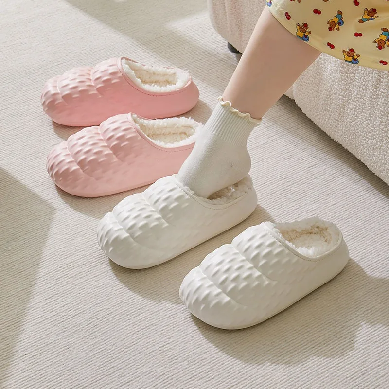 

Litfun New Waterproof Slippers Women Couple Indoor Floor Soft Cotton Shoes Solid Color House Premium Cartoon Home Cozy Slippers