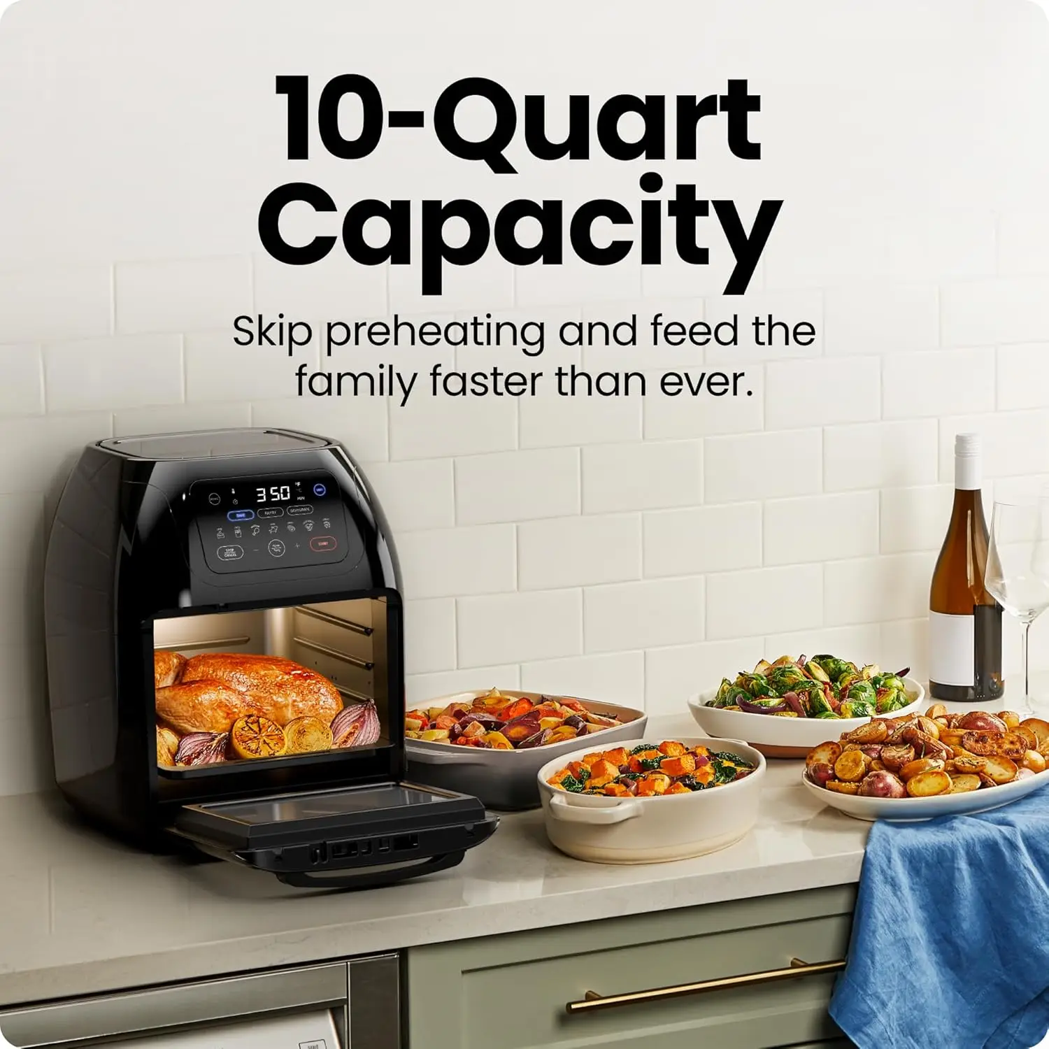 Multifunctional Digital Air Fryer+ Rotisserie, Dehydrator, Convection Oven, 17 Touch Screen Presets Fry, Roast, Dehydrate, Bake