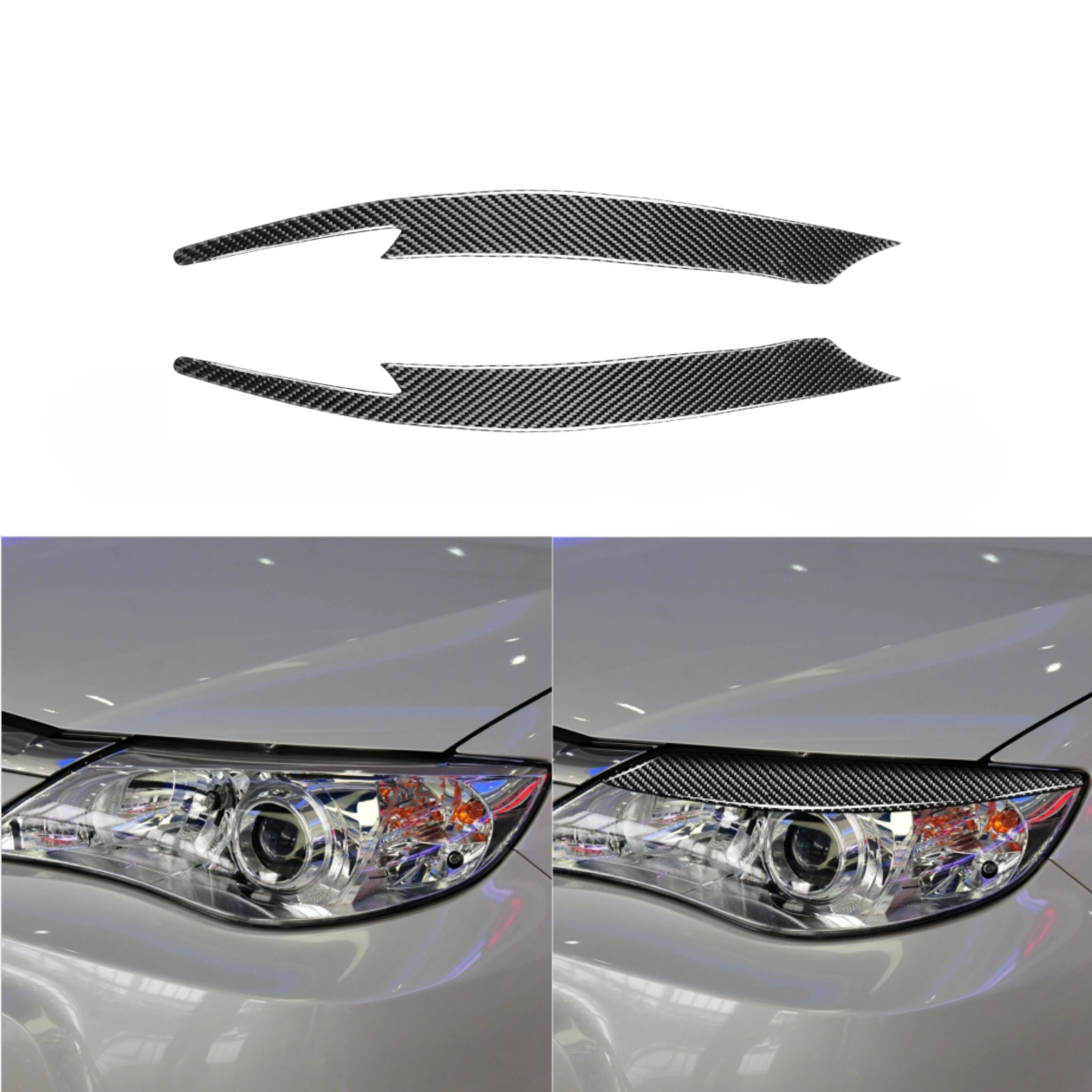 

For Subaru Impreza WRX 10th 2008-2011 Headlight Eyebrow Eyelid Eyelash Cover Trim Carbon Fiber Exterior Accessories