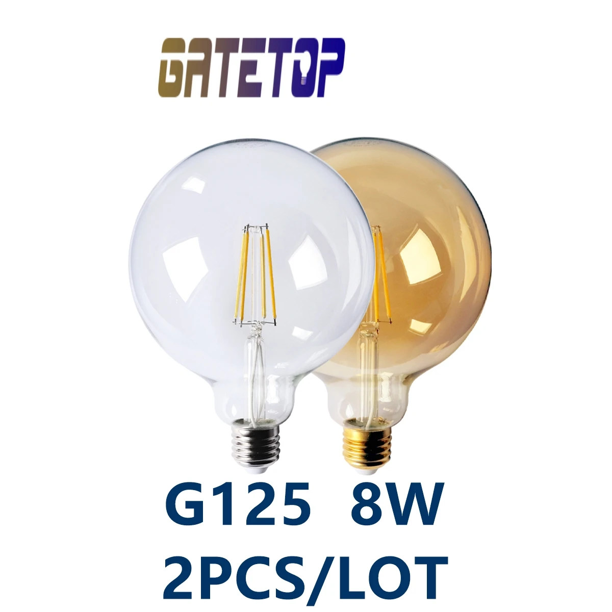 

2pcs Vintage Global Light LED Filament Lamp Glass Material Bulb G125 8W E27 Warm White Indoor Lighting