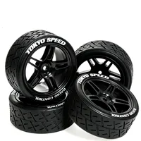 1/10 RC Rally Street Tires with Wheels 12mm Hex Hub Racing Tyres Fit for Tamiya HSP 94123 TT01 TT02  On Road Touring Car 4pcs 1