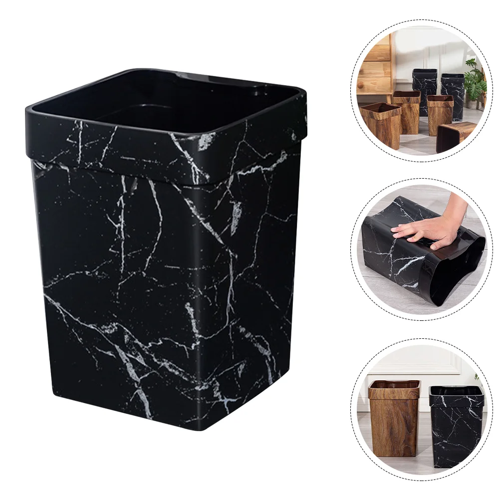 

Trash Bin Household Marble Pattern Trash Can Waste Paper Bin for Kitchen Office