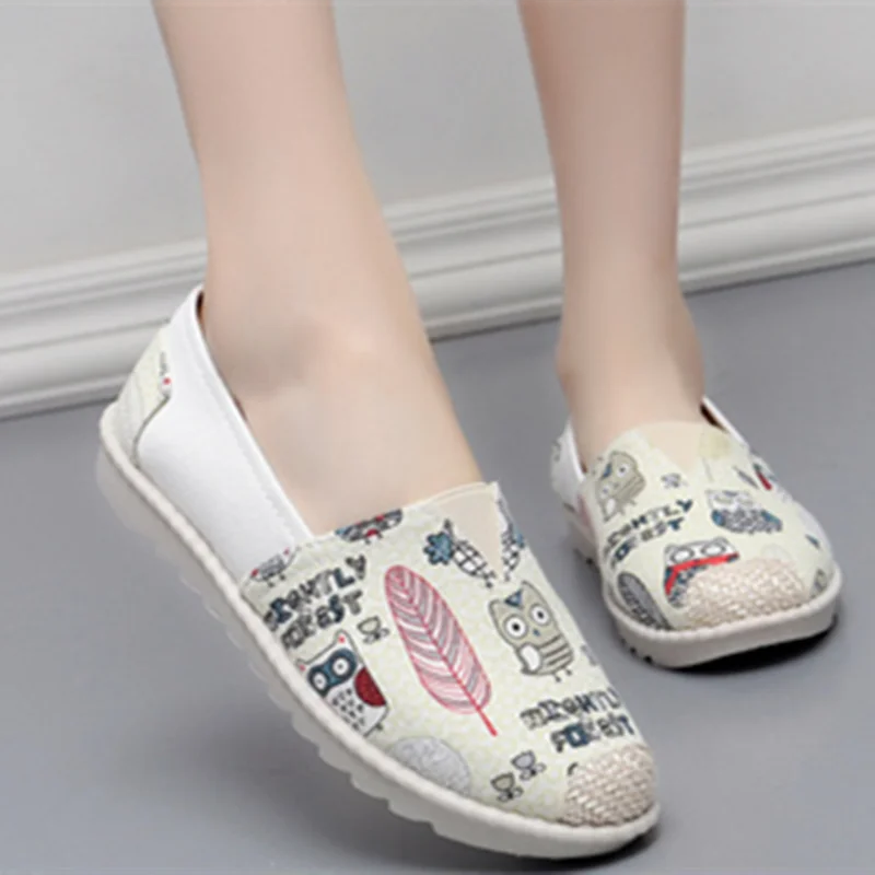 Women Cute Old Peking Cloth Canvas Shoes Round Toe Hemp Insole Embroidery Flowers Balerinas Daily Slip-Ons De Mujer Black 40 35