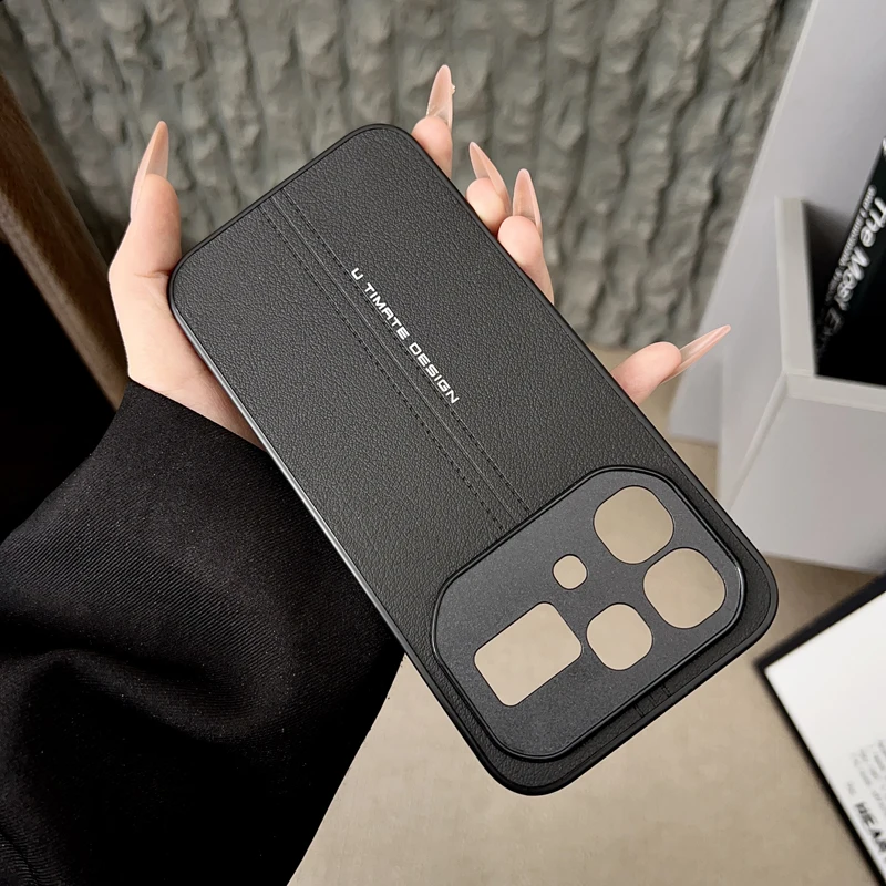 Luxury PU Leather Soft TPU Bumper Back Minimalist Phone Case