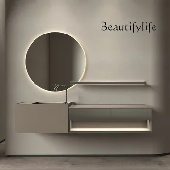 ตู้ห้องน้ําอ่างล้างหน้าแบบหินชนวนอ่างล้างหน้าที่ทันสมัยตู้ห้องน้ําเรียบง่ายสไตล์อิตาลีอ่างล้างหน้ามือ 1