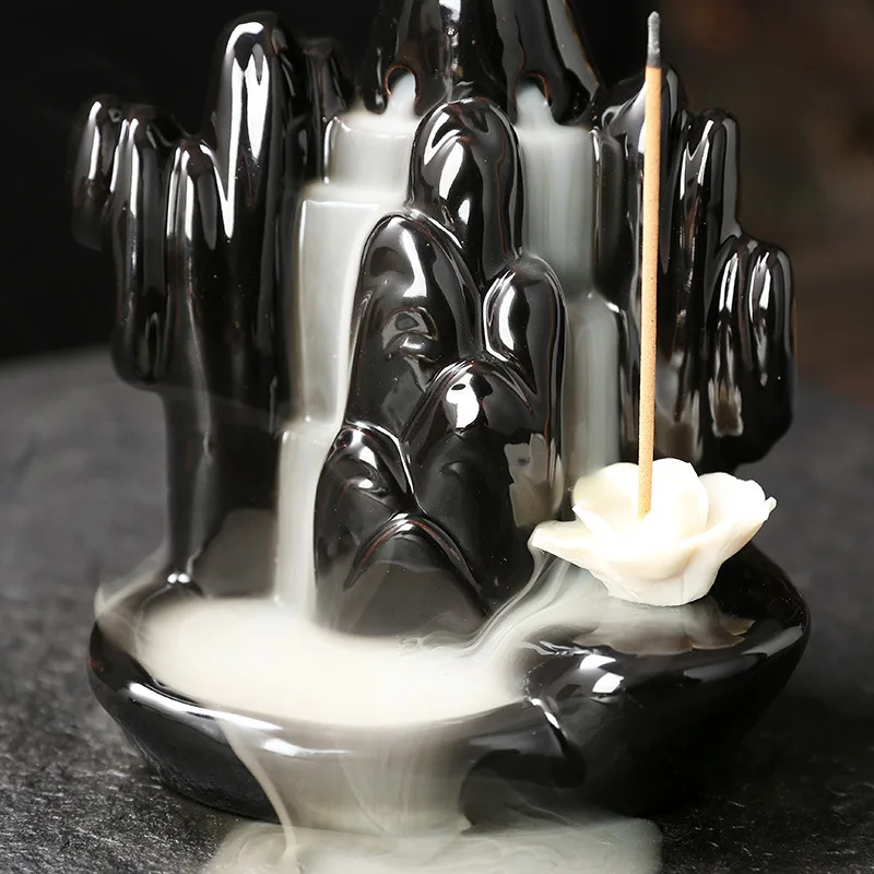 1pc Lucky Lotus Ceramic Sandalwood Incense Burner Backflow Incense Burner Incense Stick Holder , Home Decor (without Incense)