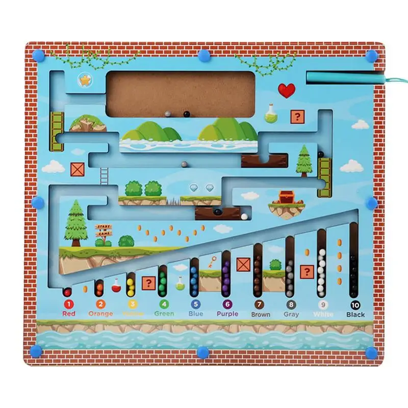 

Magnetic Color Maze Preschoolers Montessori Maze Board For Hand-Eye Coordination Pre-Kindergarten Toys For Interaction Birthday