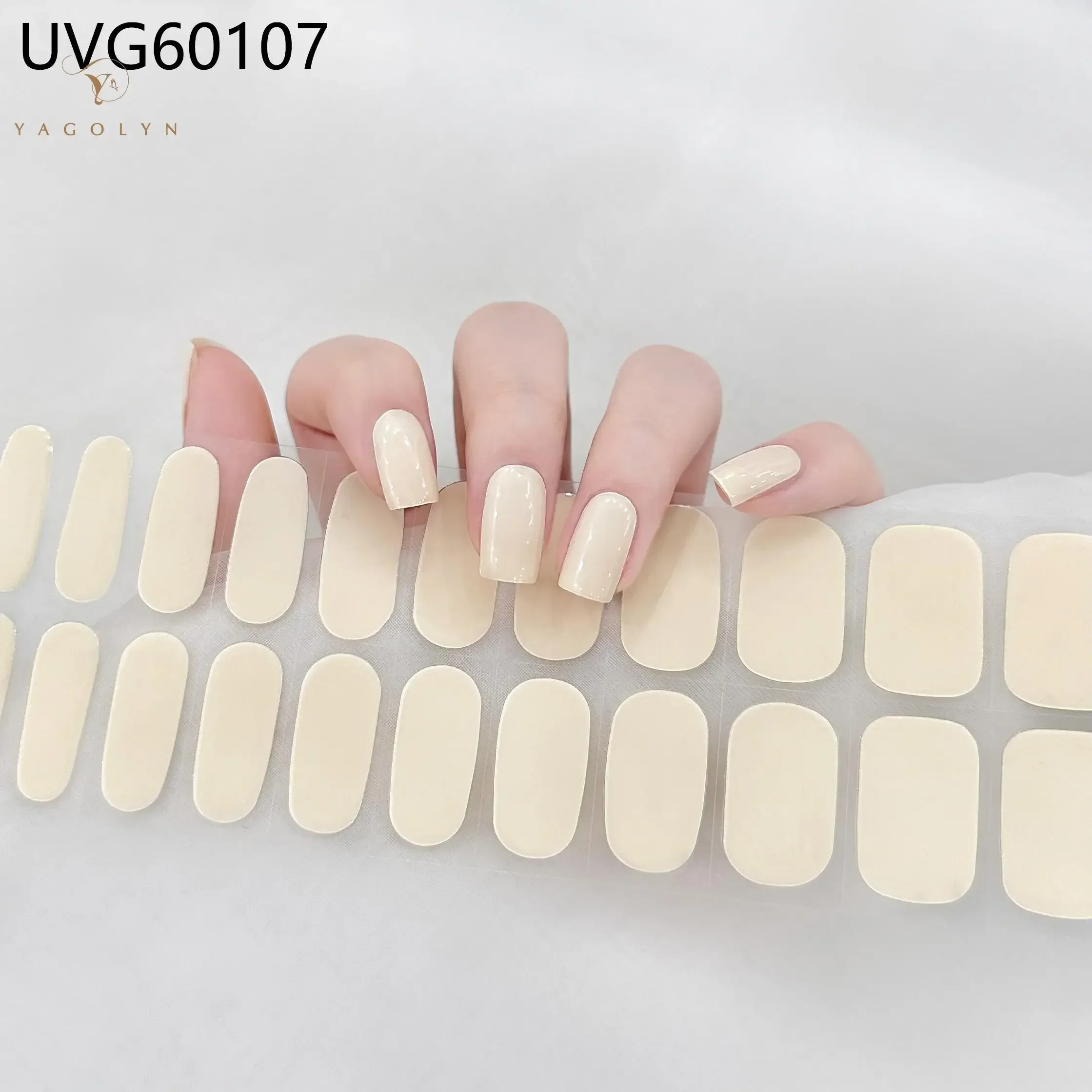 22Tips UV Semi Cured Gel Nail Stickers Pure Neon Color Strips Waterproof Nail Polish Wraps Adhesive Full Manicure Decor Stickers
