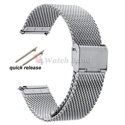 Premium Milanese Stainless Steel Mesh Watch Strap - 0.8 Thickness, Adjustable Length, Available in 18mm, 20mm, and 22mm - 22mm (Silver)