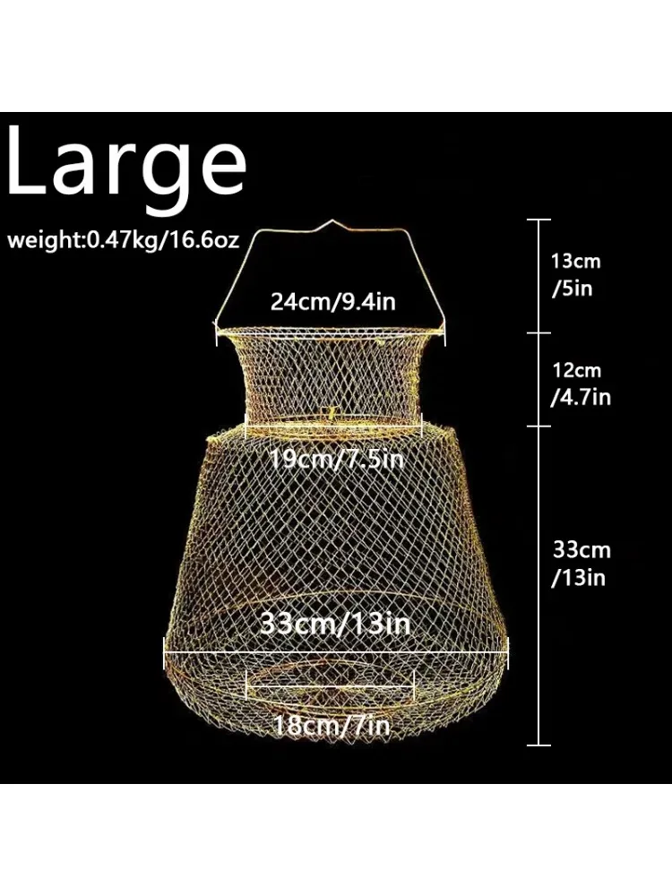 Goture Foldable Fishing Net Metal Wire Portable Fishing Trap Network Fish Crabs Squid Shrimp Mesh Cage Cast Nets Tool fishing net fishing traps crayfish catcher crab traps