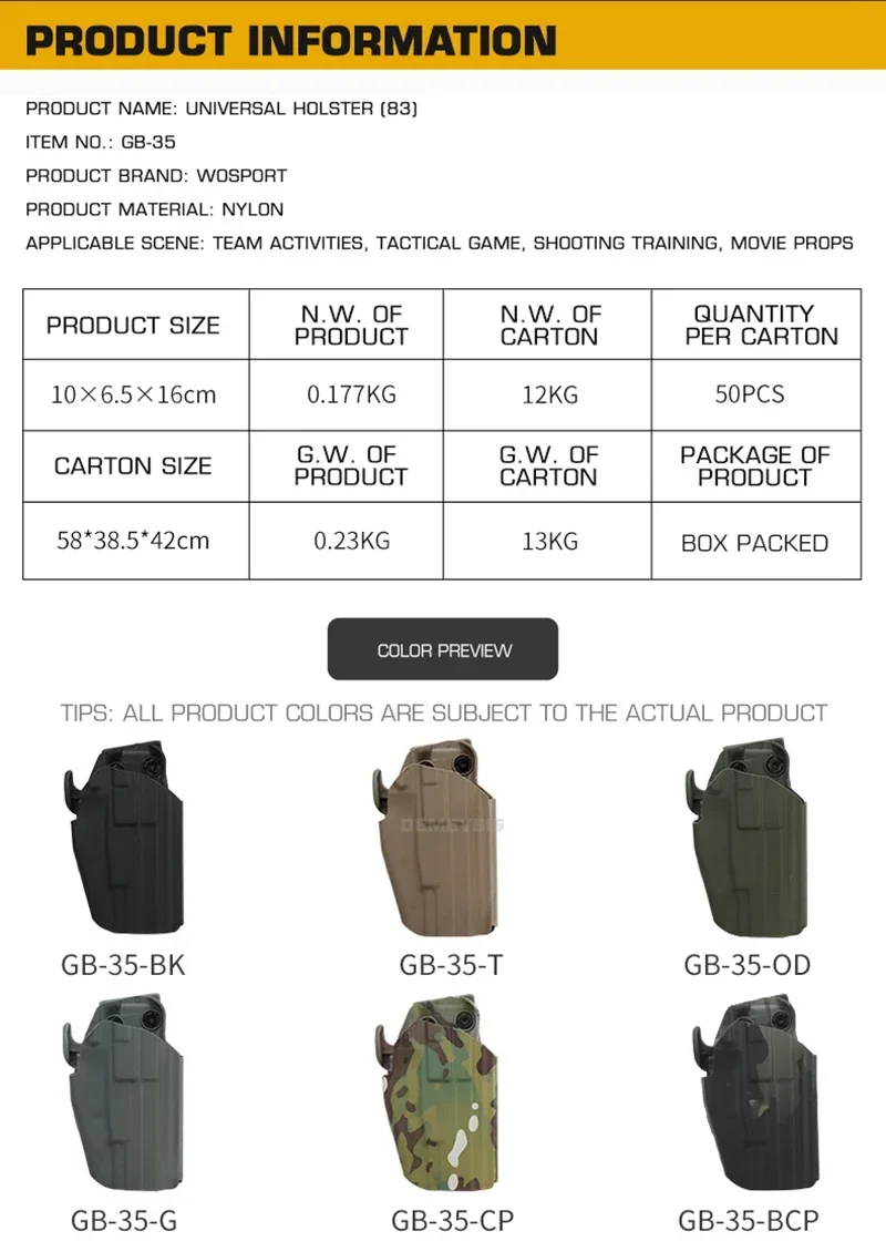 Quick Release Belt Holster Tactical Pistols Holsters CS Paintball Hunting Gun Carry Case for GLOCK 17, 20, 21, 22, 31, 37 4