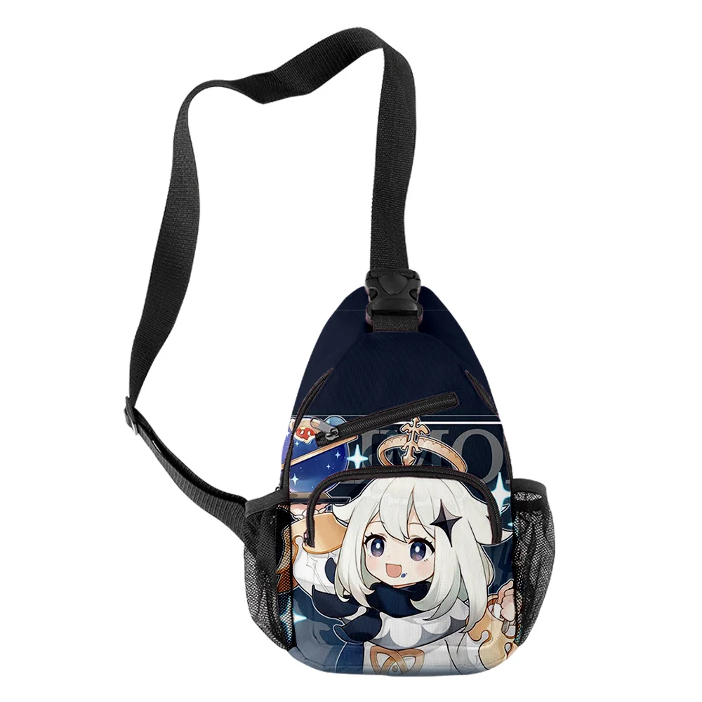 Popular Youthful Genshin Impact Paimon Boys/Girls 3D Print Chest Bag Oxford Waterproof Sports Crossbody Travel Bag Shoulder Bags