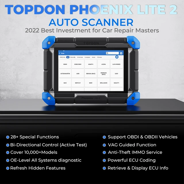 Topdon Phoenix Lite 2 OBD2 Car Diagnostic Tool Proffessional ECU Coding  Scanner VAG Bi-Directional Automotive Tools Active Test - AliExpress
