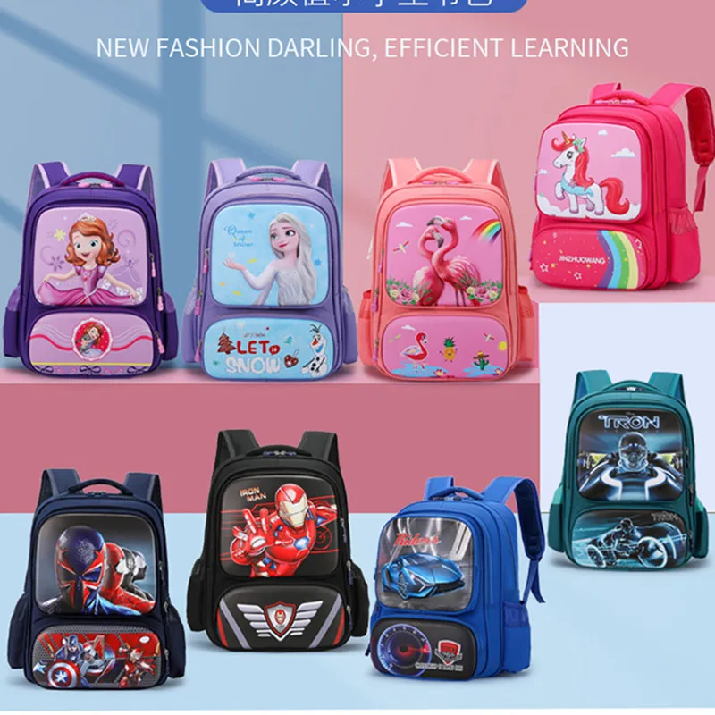 Disney Sofia School Bags For Girls Boys Spider Man Primary Student Shoulder Orthopedic Backpack Grade 1-3 Kids Gifts Mochilas