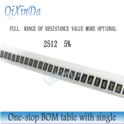 50PCS 2512 SMD Chip Resistor 5% 0R-1M R100 1R0 3.3R 10R 51R 100R 820R 1K 2.2K 10K 51K 82K 100K 560K 750K 1M 2.2M 10M Ohm