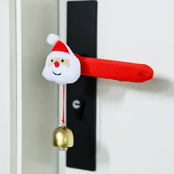Festive Christmas Door Handle Covers with Bells - Soft Holiday Décor Accessories (Santa Claus Bell)
