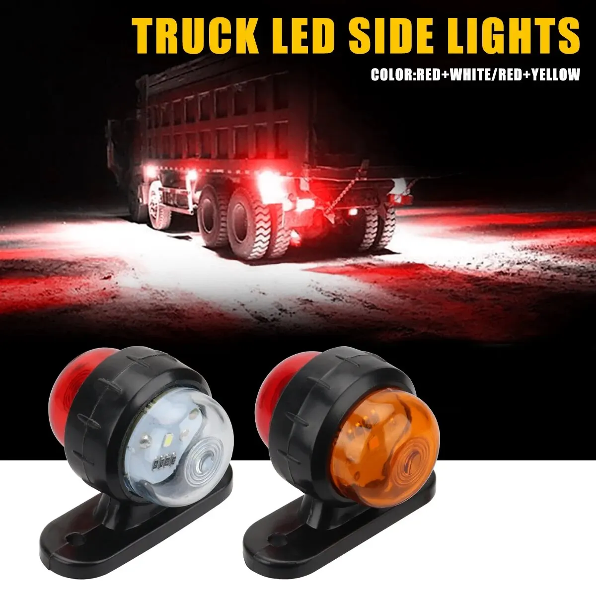 Truck Side Light 2PCS Dual Color 12 24V Universal For Truck Warning Safety Indicator Lamp Car Signal LED