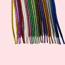 

Sparkle Wavy Gold Silver Metallic Shoelaces Round Shoe Strings Black White Ropelace Dress Glitter Woman Lady Trainer Laces
