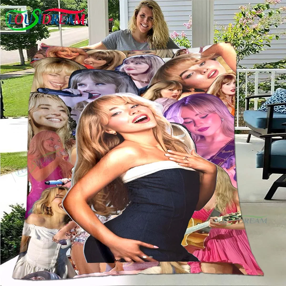 Pop Female Singer S-Sabrina Carpenter Four Seasons Blanket Sofa Cover Travel Bed Plush Blanket Travel Office Break Blanket Gift 4