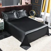WASART Two-sided satin rayon flat bed sheet set couple 2 people summer luxury double bed bedsheet single double queen king size 2