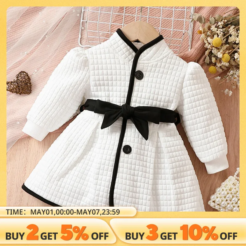 Baby-Girls-Fashion-Autumn-And-Winter-Thermal-Belted-Dress-Set-Princess ...