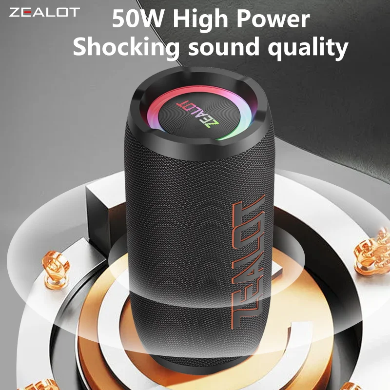 Zealot S76 50W Wireless speaker, Outdoor Portable Subwoofer