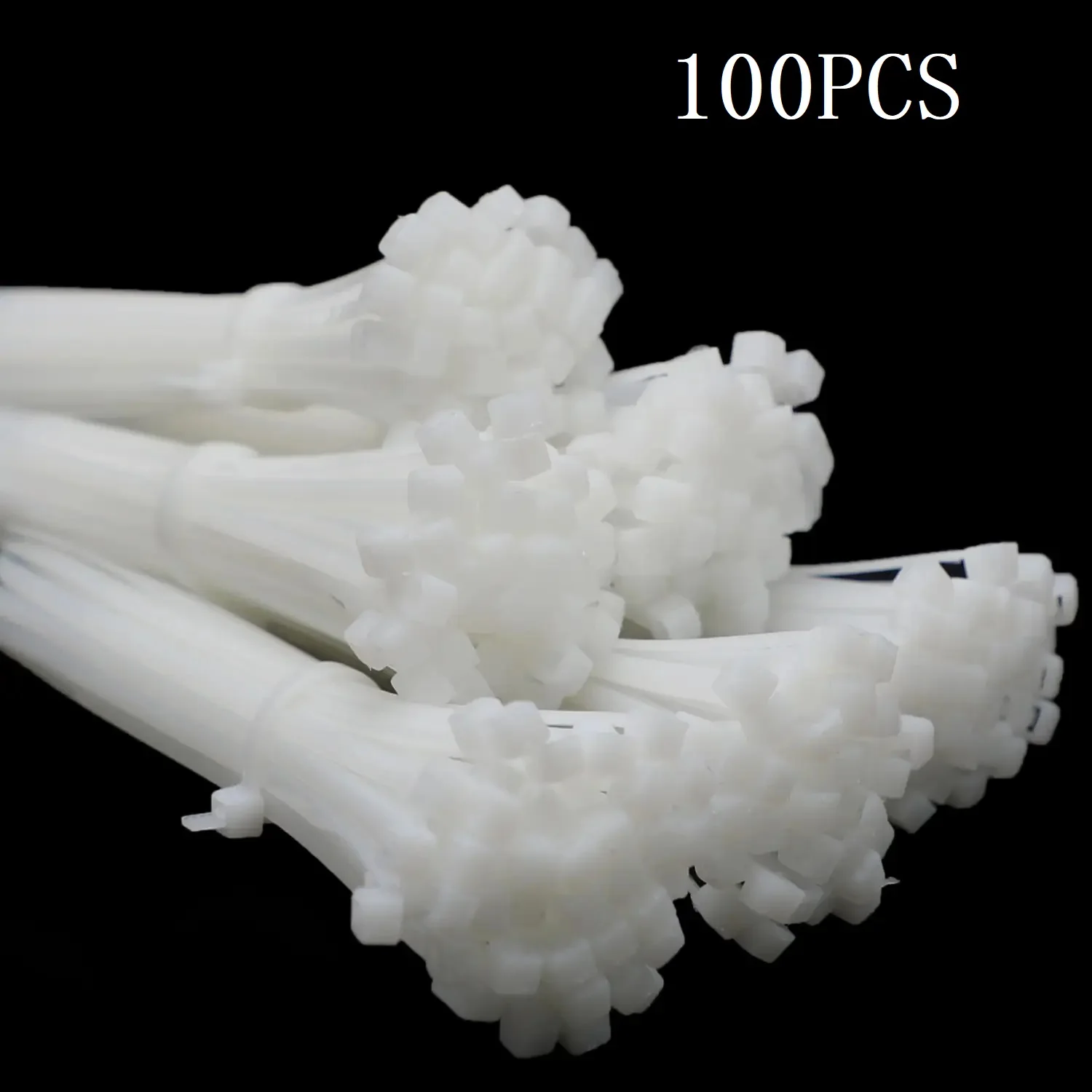 100Pcs 3x80mm 100mm 120mm 150mm 200mm 4x300mm Nylon Plastic Cable Ties Self-Locking Long Wide Extra Large Zip Ties White