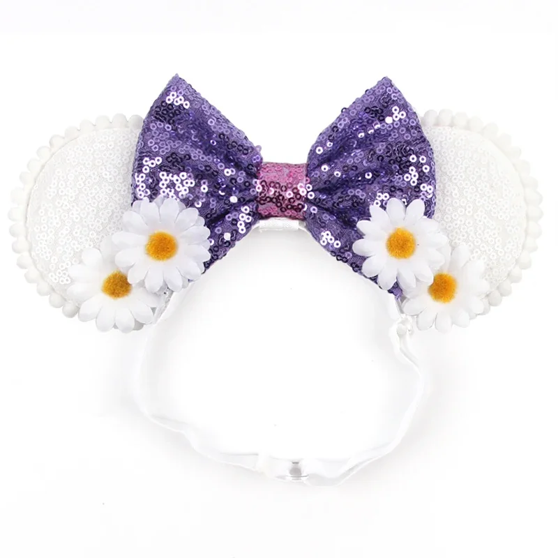1 Stück Mausohren Verstellbares Elastisches Haarband für Babys und Erwachsene mit Pailletten, 5" Schleife Haarband für Mädchen, Festival, Party, DIY Haaraccessoires – Detail 14