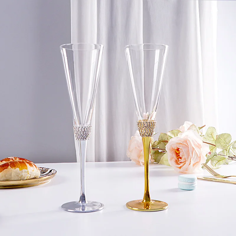 

Champagne Cup Creative Diamond-encrusted Crystal Glass Stell Cup Wedding Celebration Cup Club Golden Wine Gift Box