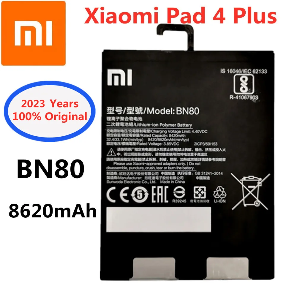 

2023 Years BN80 Original Battery Tablet For Xiaomi Pad 4 Plus Pad4 Plus Tablet 4 MiPad4 Plus 8620mAh High Quality Tablet Bateria