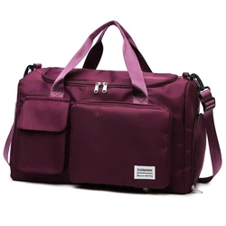 UNIXINU Women's Large Capacity Weekender Bag with Shoe Compartment (Burgundy)