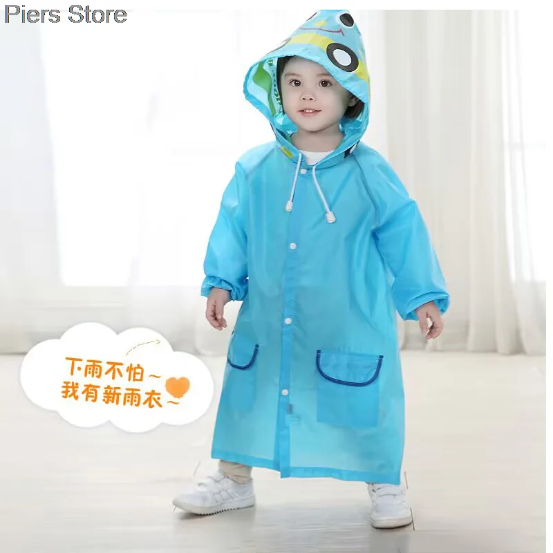 

Solid color lightweight breathable waterproof polyester fabric children's student raincoat accommodate backpacks gifts ponchos